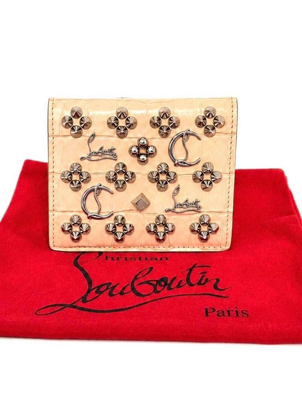 Christian Louboutin Palatin Embellished Croc-Embossed Leather Compact Wallet